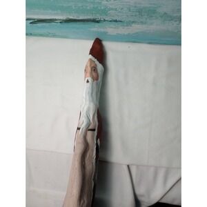 WOOD Carved Santa With Staff & Lantern Original Carving Driftwood 21" Hand Paint
